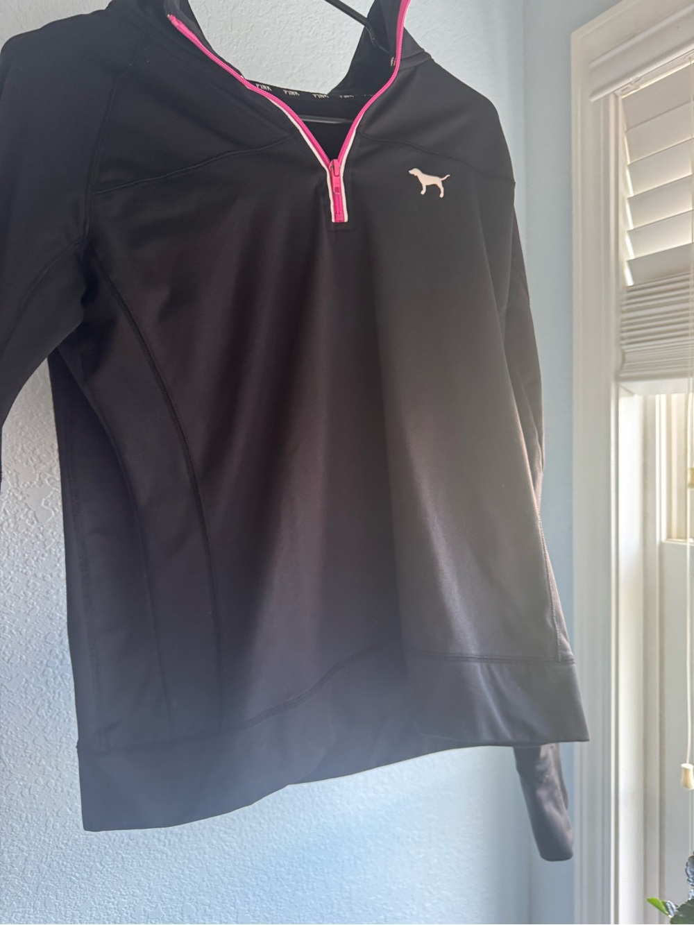 PINK Victoria's Secret Black Pullover with White Logo Trim